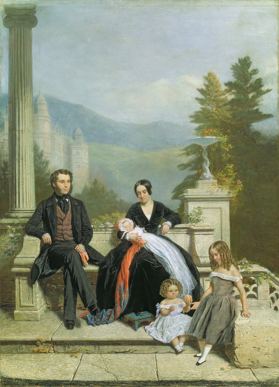 Henry Granville Fitzalan Howard con Minna Lyons e i suoi tre figli maggiori, 1845 da Victor Dartiguenave