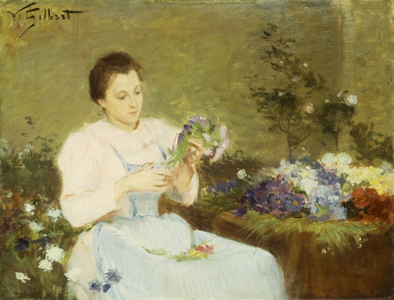 Sistemare i fiori per un bouquet primaverile da Victor Gabriel Gilbert
