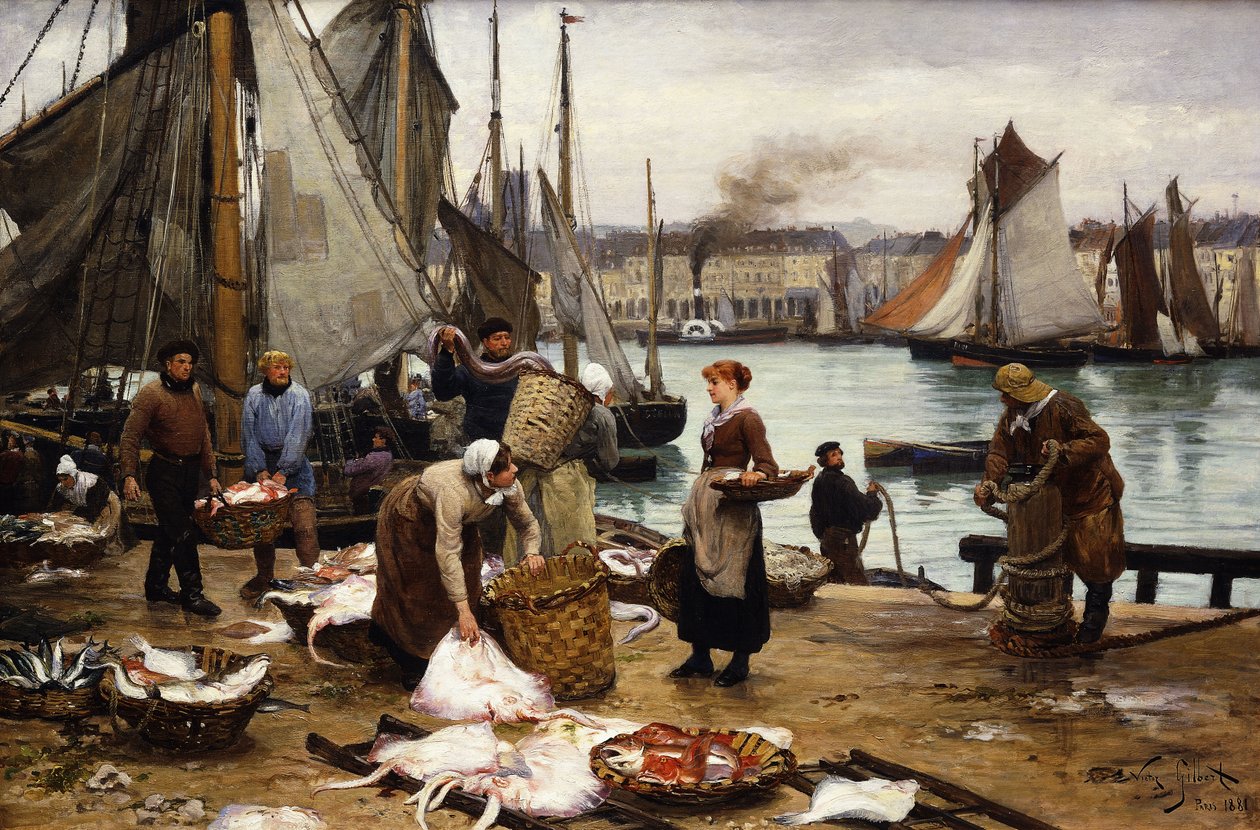 Scarico del pescato, 1881 da Victor Gabriel Gilbert