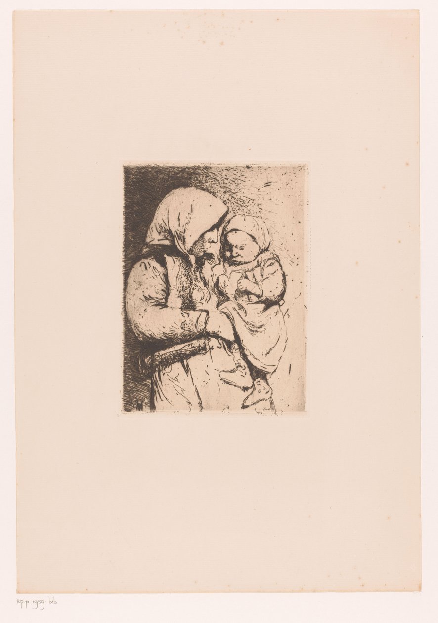 Madre con bambino in braccio da Victor Hageman