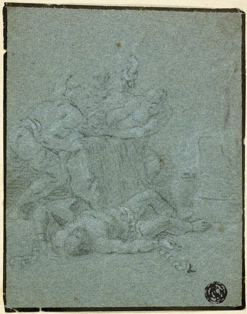 Due uomini che tengono un masso sopra un uomo prostrato con manette da Victor Honoré Janssens