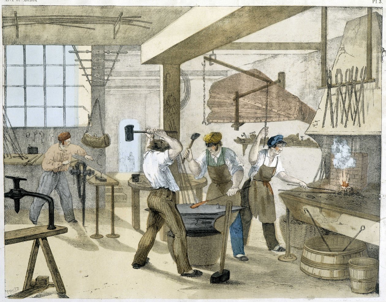 Il fabbro, litografia di Janson. XIX secolo da Victor Janson