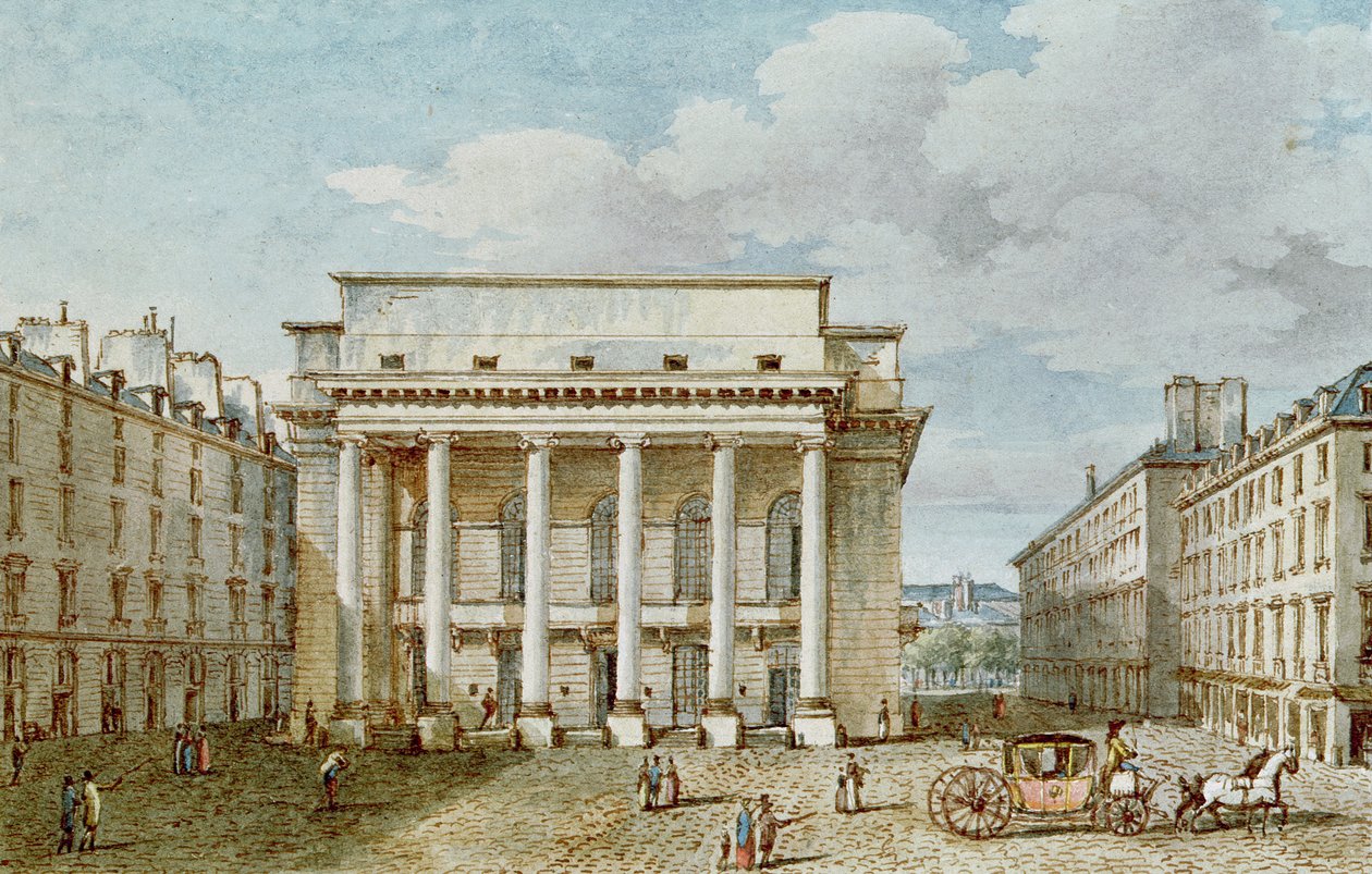 Vista della facciata del Théâtre Italien (Salle Favart) da Victor Jean Nicolle