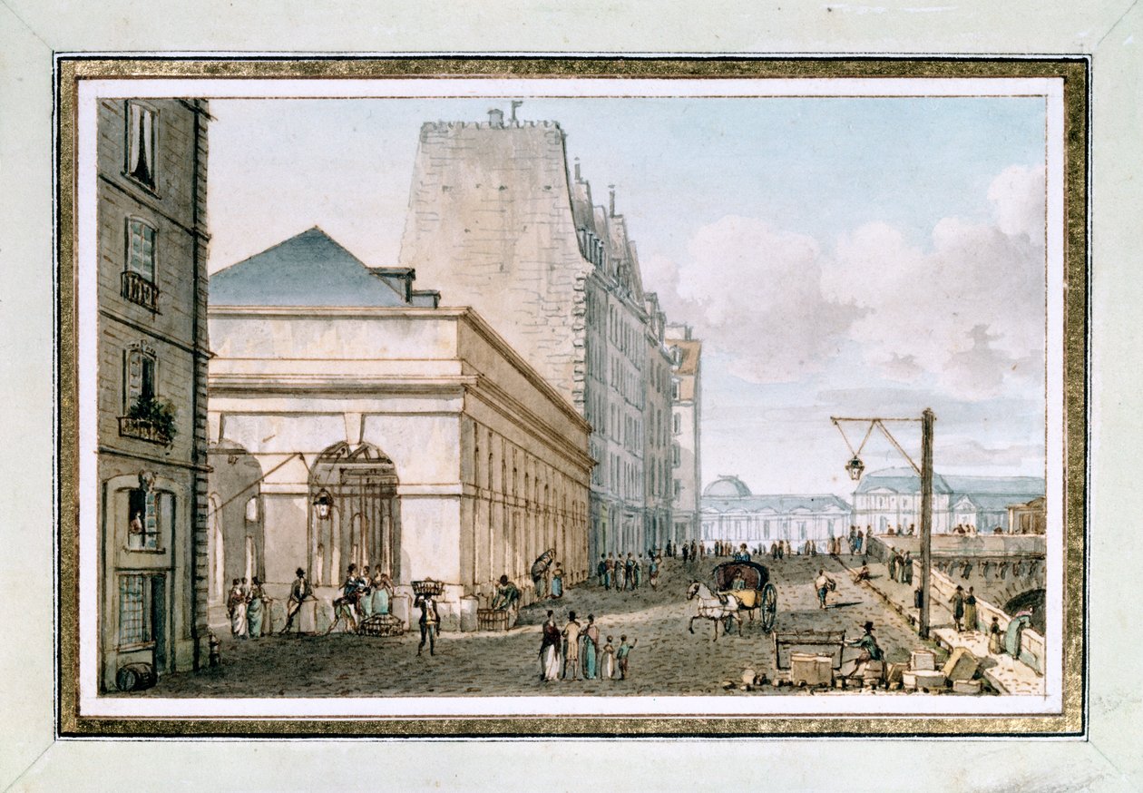 Veduta del nuovo Mercato Avicolo, situato sul Quai des Augustins vicino al Pont-Neuf, Parigi, c. 1810 da Victor Jean Nicolle