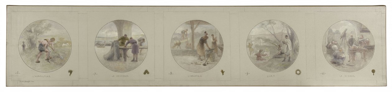 Bozzetto per la Galleria Lobau al Municipio di Parigi: Agricoltura. Commercio. Industria. Arte. Scienza, nel 1890 da Victor Jean Pierre Maziès