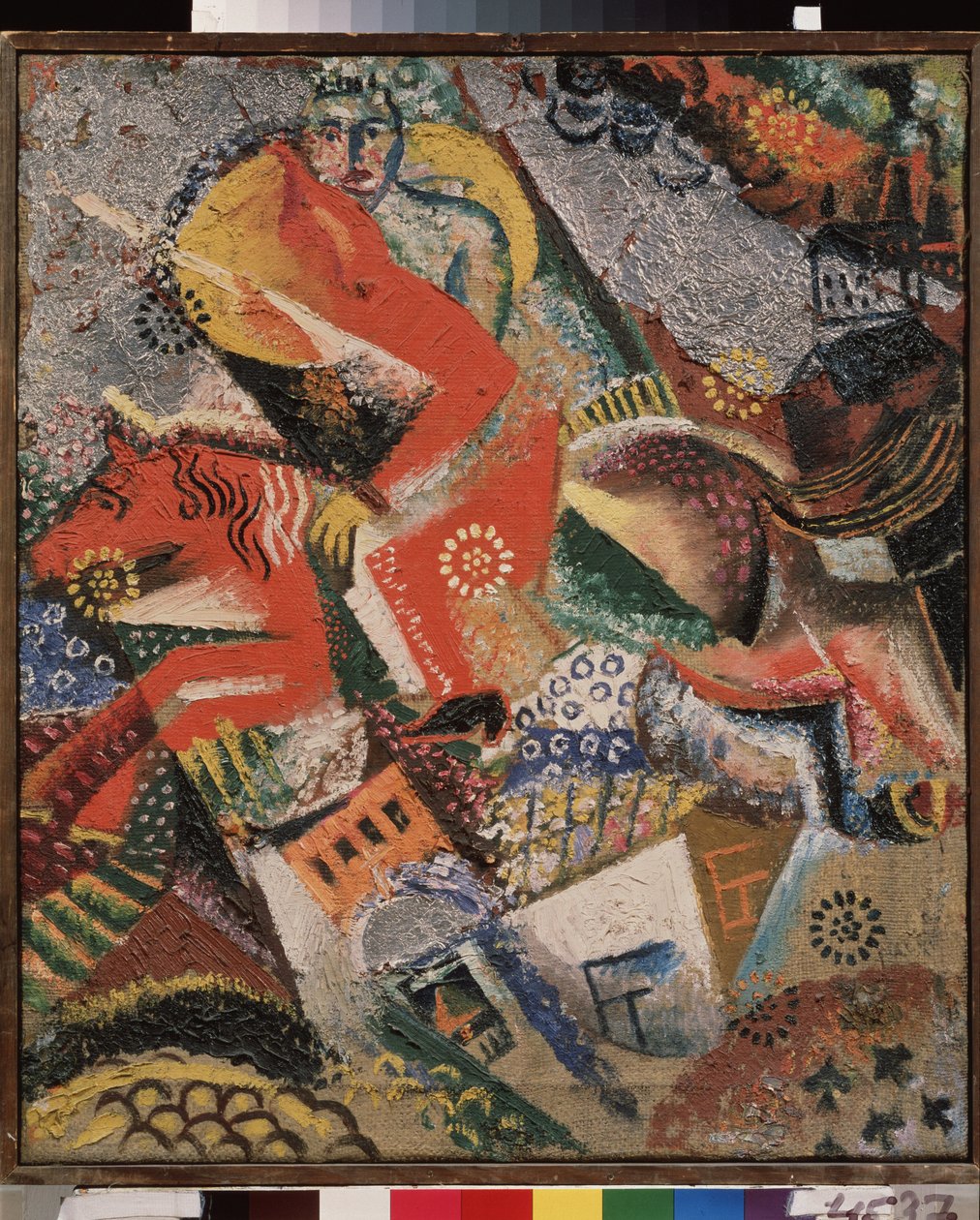 Composizione con un cavaliere rosso. Dipinto di Viktor Nikandrovich Palmov (1888-1929), olio su tela da Victor Nikandrovich Palmov