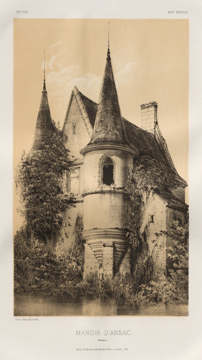 Architettura pittoresca o monumenti dei secoli XV e XVI: Castelli di Francia dei secoli XV e XVI: Tav. 98, Manoir d