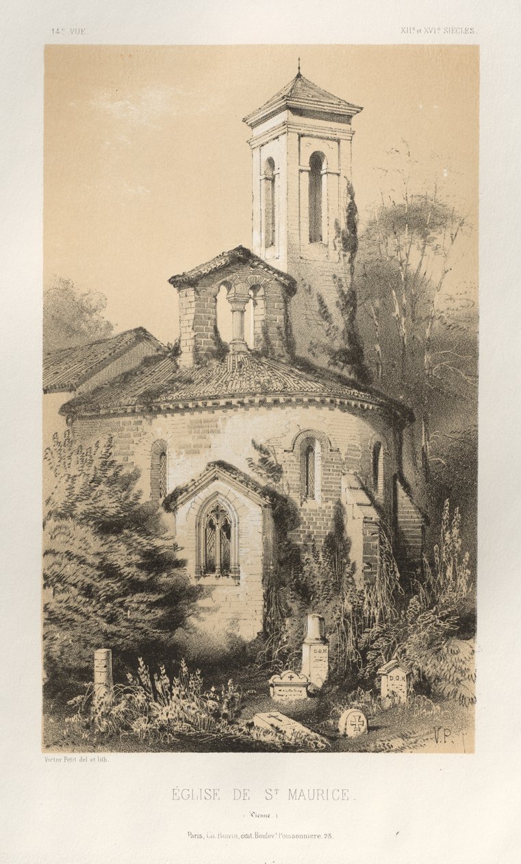 Architettura Pittoresca o Monumenti del XV e XVI Secolo: Castelli di Francia del XV e XVI Secolo: Pl.14, Chiesa di St. Maurice (Vienne) da Victor Petit