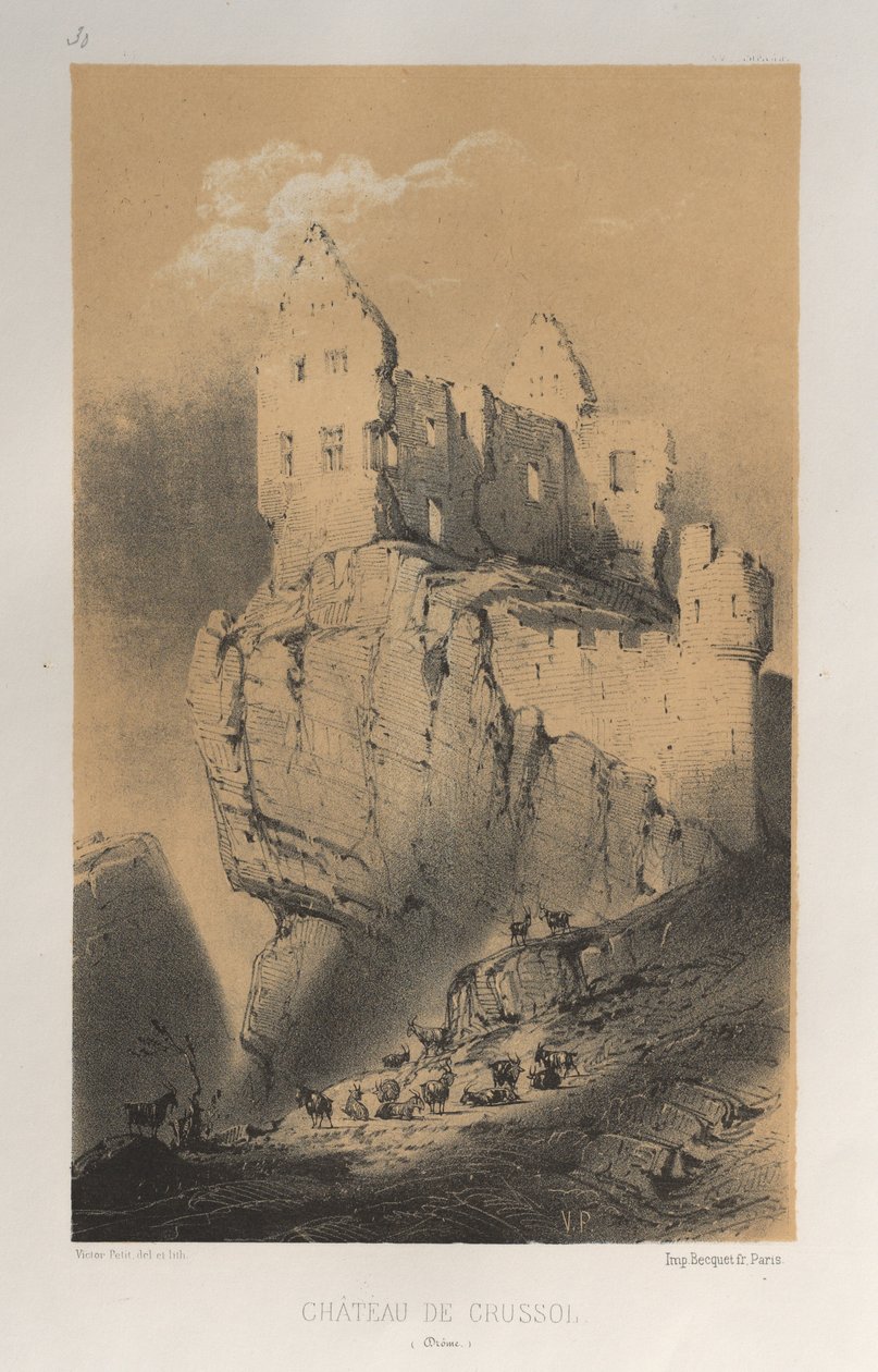 Architettura Pittoresca o Monumenti del XV e XVI Secolo: Castelli di Francia del XV e XVI Secolo: Pl. 30, Castello di Crussol (Drome) da Victor Petit