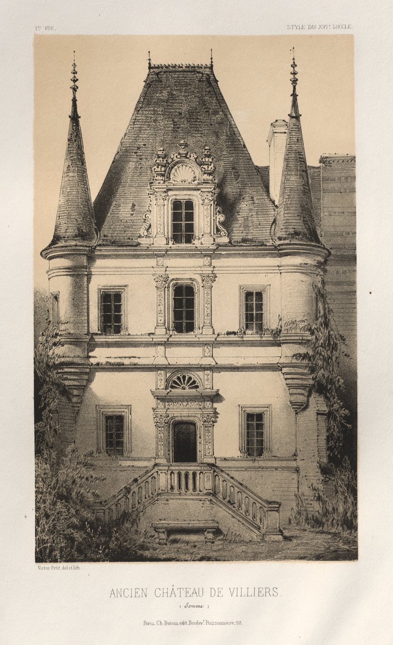 ...Tav. 1, Antico Castello di Villiers Somme, 1860 da Victor Petit