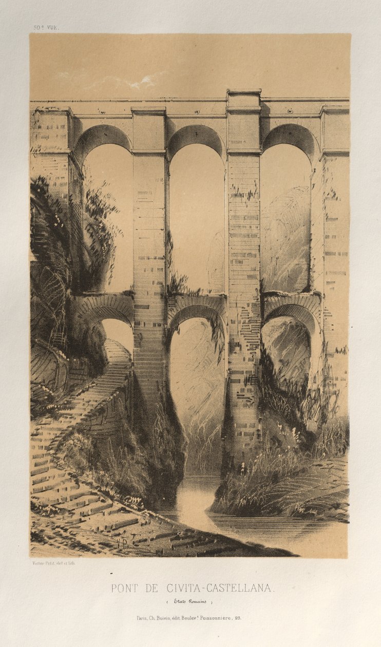 Pont De Civita-Castellana Etats Romains, 1860 da Victor Petit