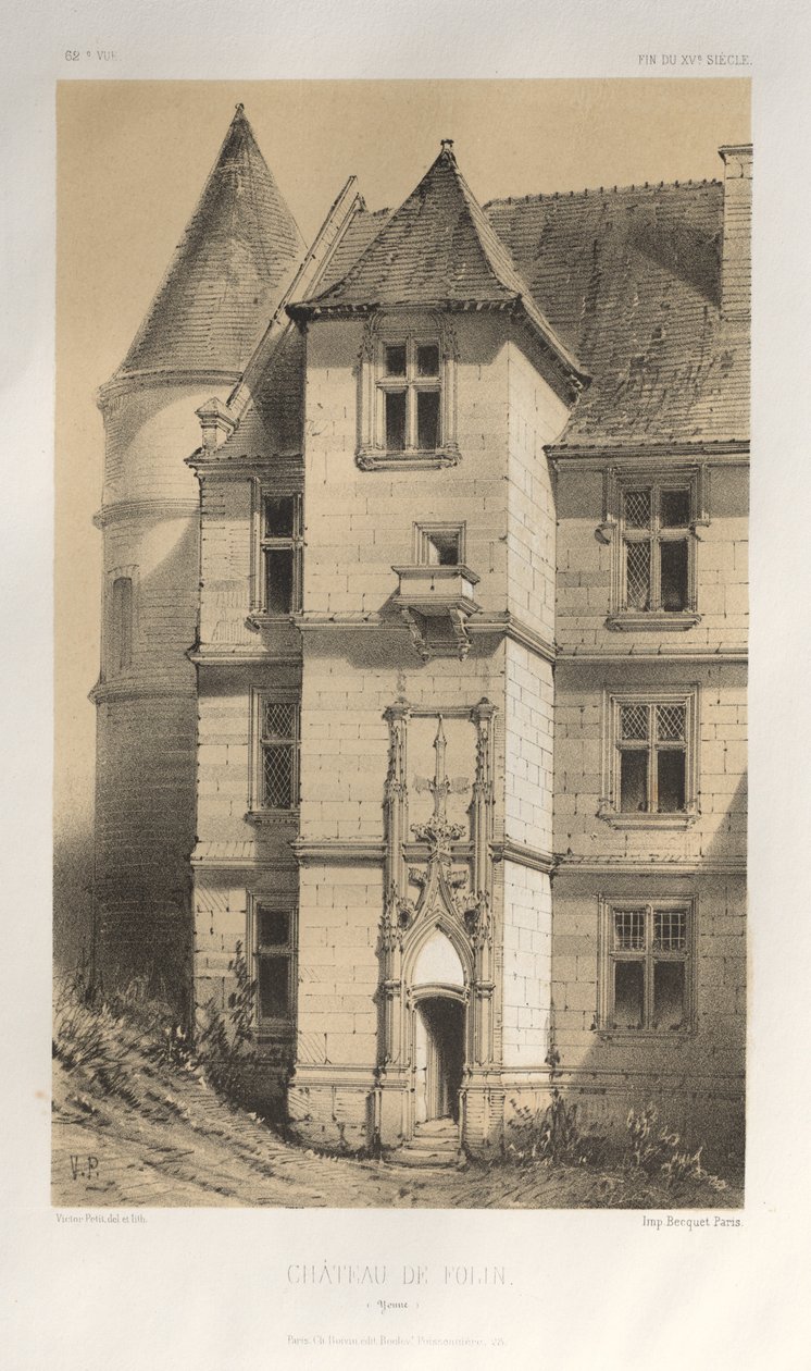 Pl. 62, Château De Folin Yonne, 1860 da Victor Petit