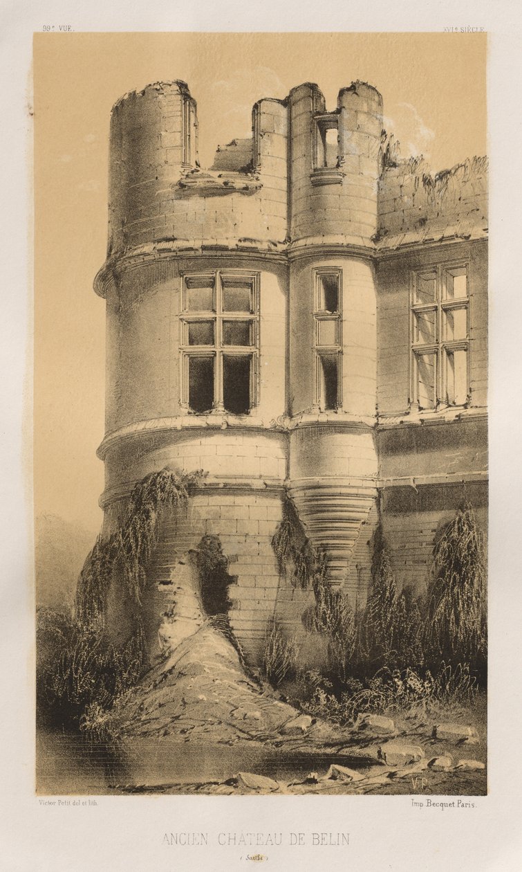 ...Pl. 99, Antico Castello di Belin Sarthe, 1860 da Victor Petit