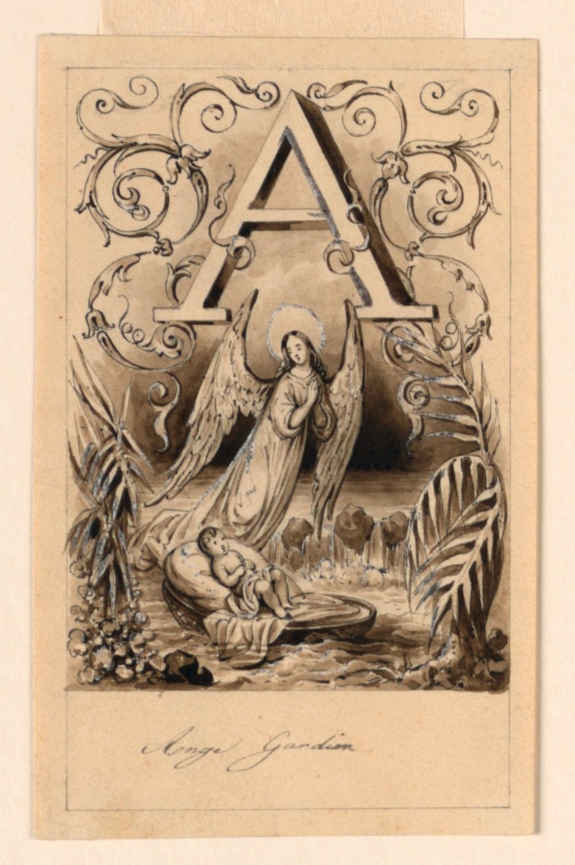 Progetto per la lettera A di un abbecedario: Angelo custode da Victor Vincent Adam