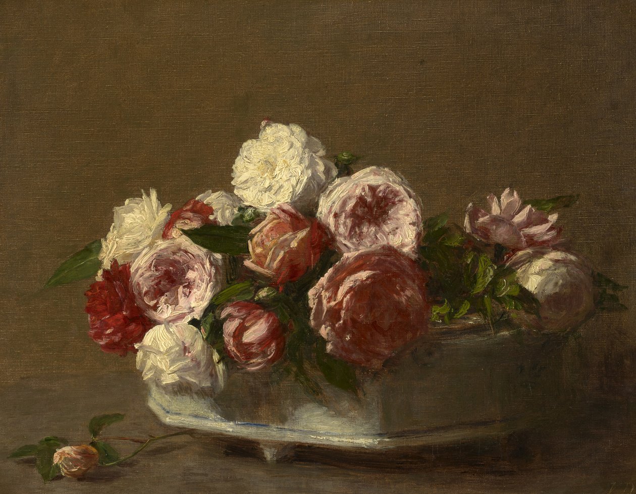 Rose in un vaso di porcellana, c.1875?-1900 da Victoria Dubourg