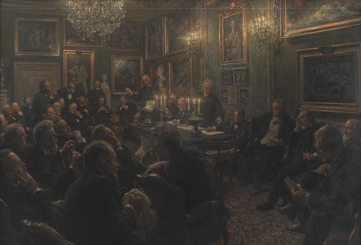 Una riunione del consiglio accademico a Charlottenborg nel 1904 da Viggo Johansen