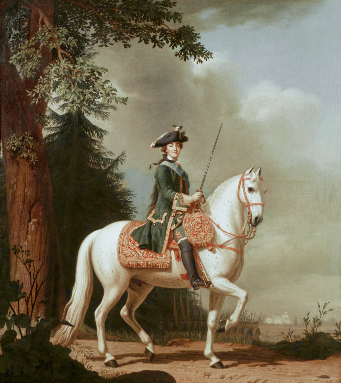 La zarina Caterina II a cavallo, dopo ... (dipinto su tela) da Vigilius Erichsen