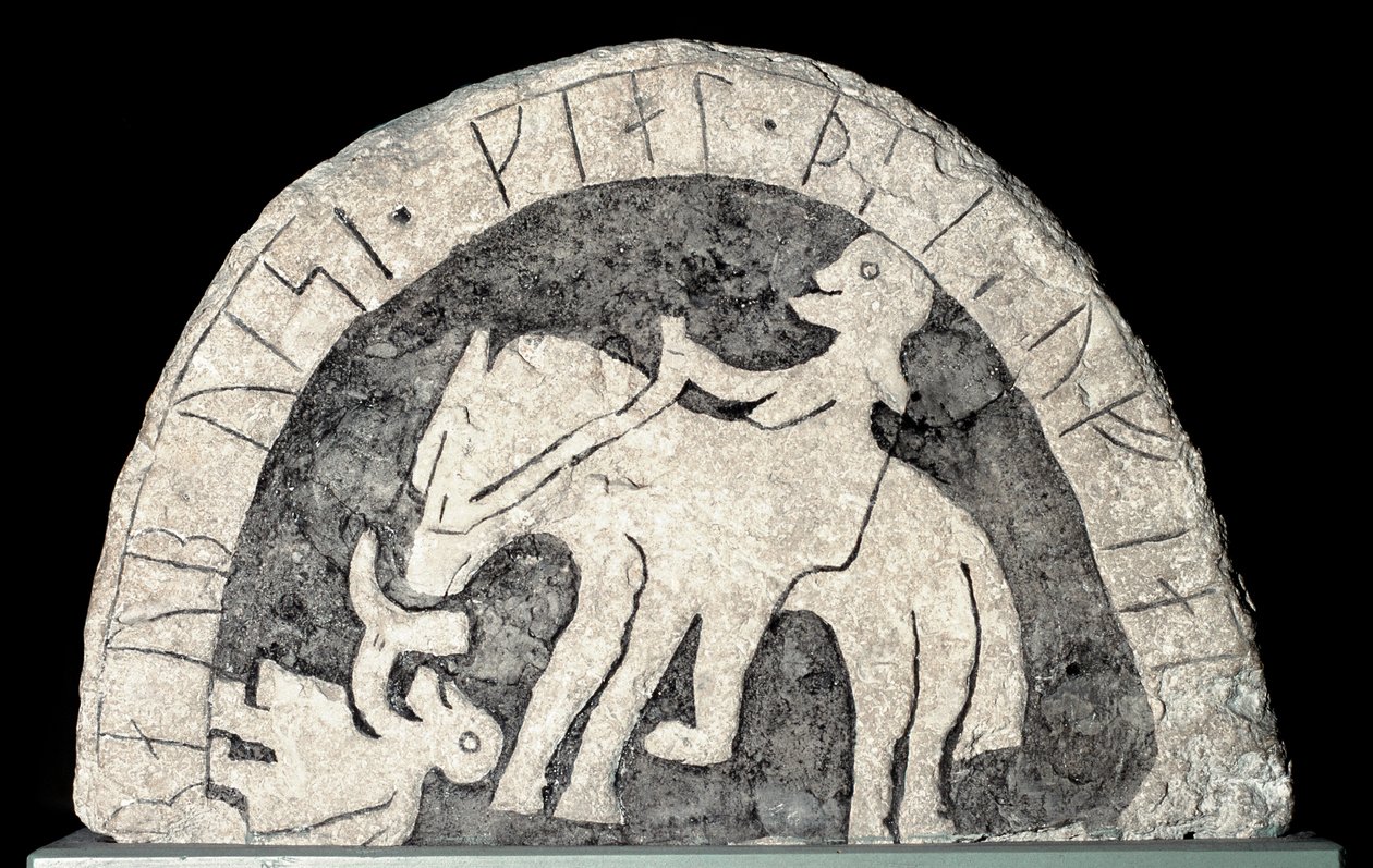 Pietra runica con un cavaliere da Viking