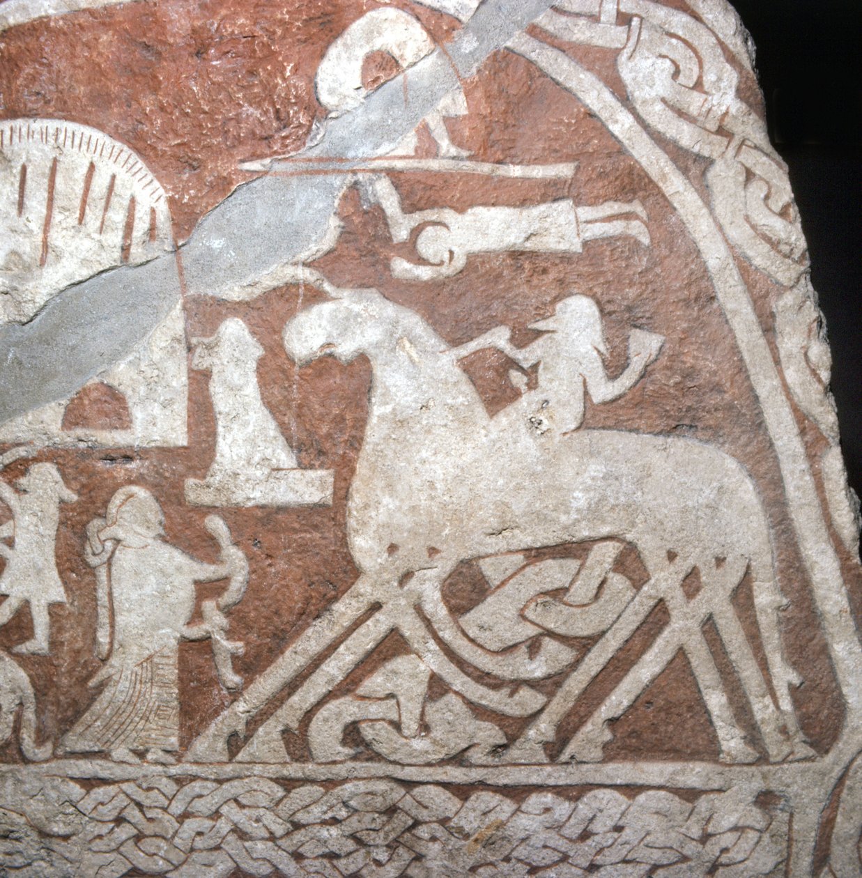 Wotan (Odino), sul suo cavallo a otto zampe Sleipnir - Rune vichinghe dall