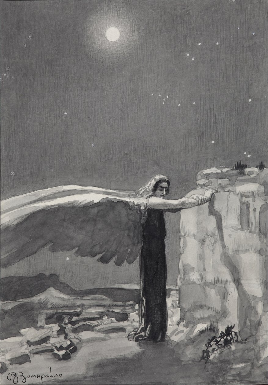 Illustrazione alla poesia Il Demone di Mikhail Lermontov da Viktor Dmitrievich Zamiraylo