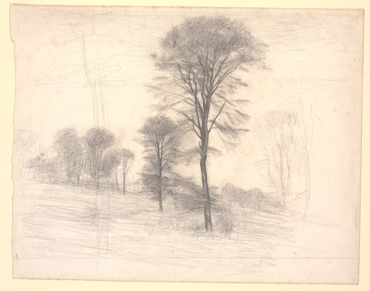 Paesaggio con alberi sparsi. "Ryet" presso il lago Farum da Vilhelm Hammershøi