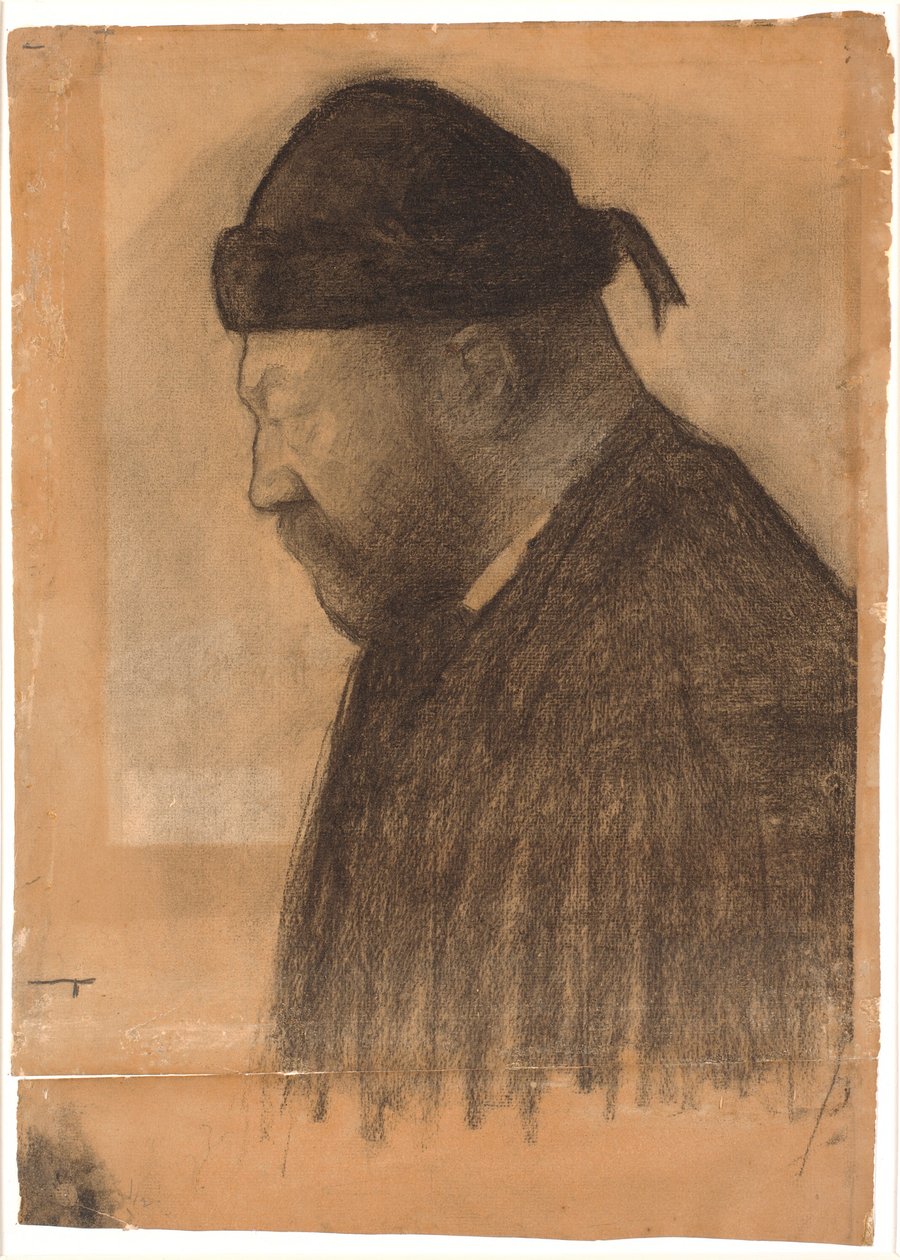 Ritratto di Thorvald Bindesbøll di profilo verso sinistra da Vilhelm Hammershøi