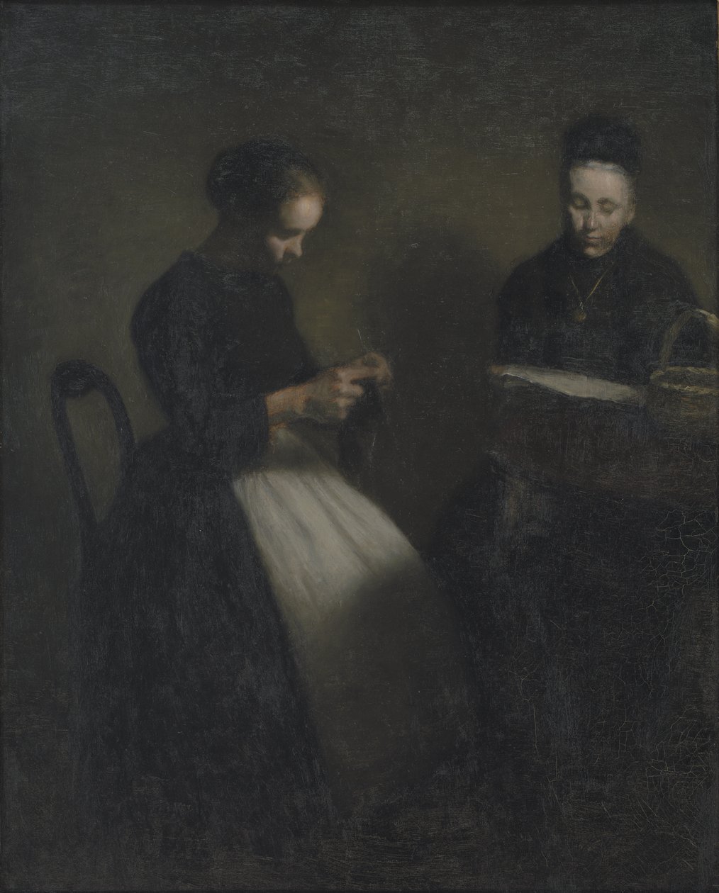 Sera nel salotto, la madre e la moglie dell