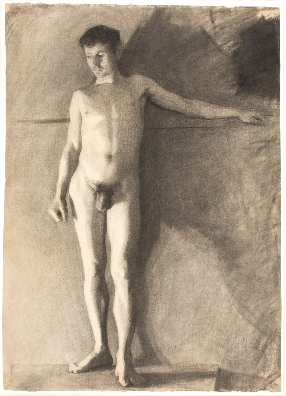 Modello maschile in piedi da Vilhelm Hammershøi