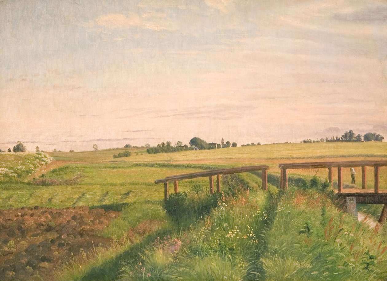 Paesaggio di campagna con un ponte da Vilhelm Kyhn