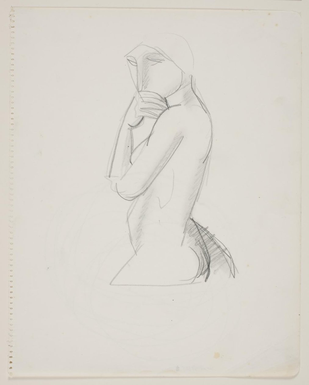 Modella femminile, figura a 3/4, con la mano sulla bocca da Vilhelm Lundstrøm