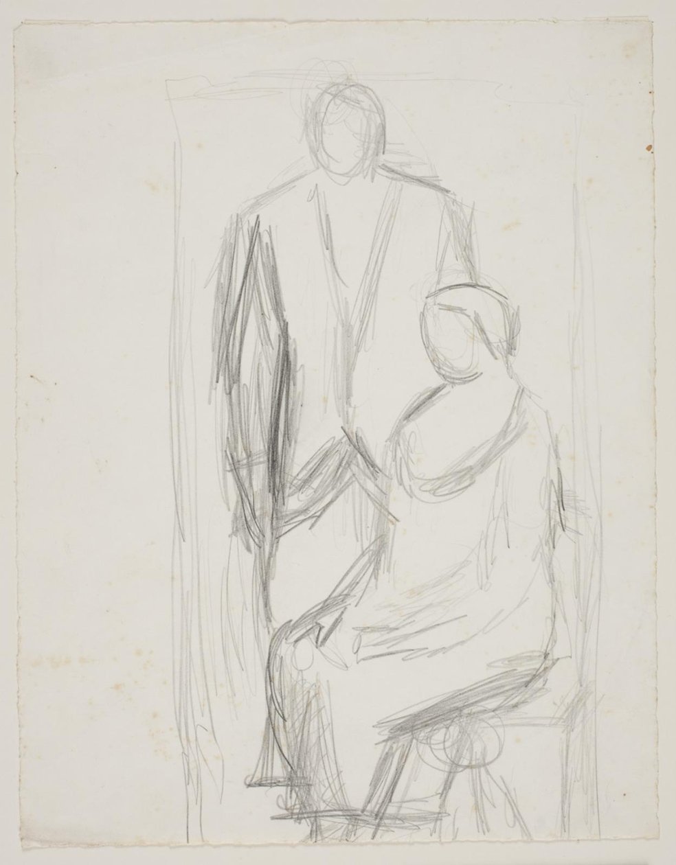 Lundstrøm in piedi dietro la signora Lundstrøm seduta. Studio per il cosiddetto quadro di matrimonio da Vilhelm Lundstrøm