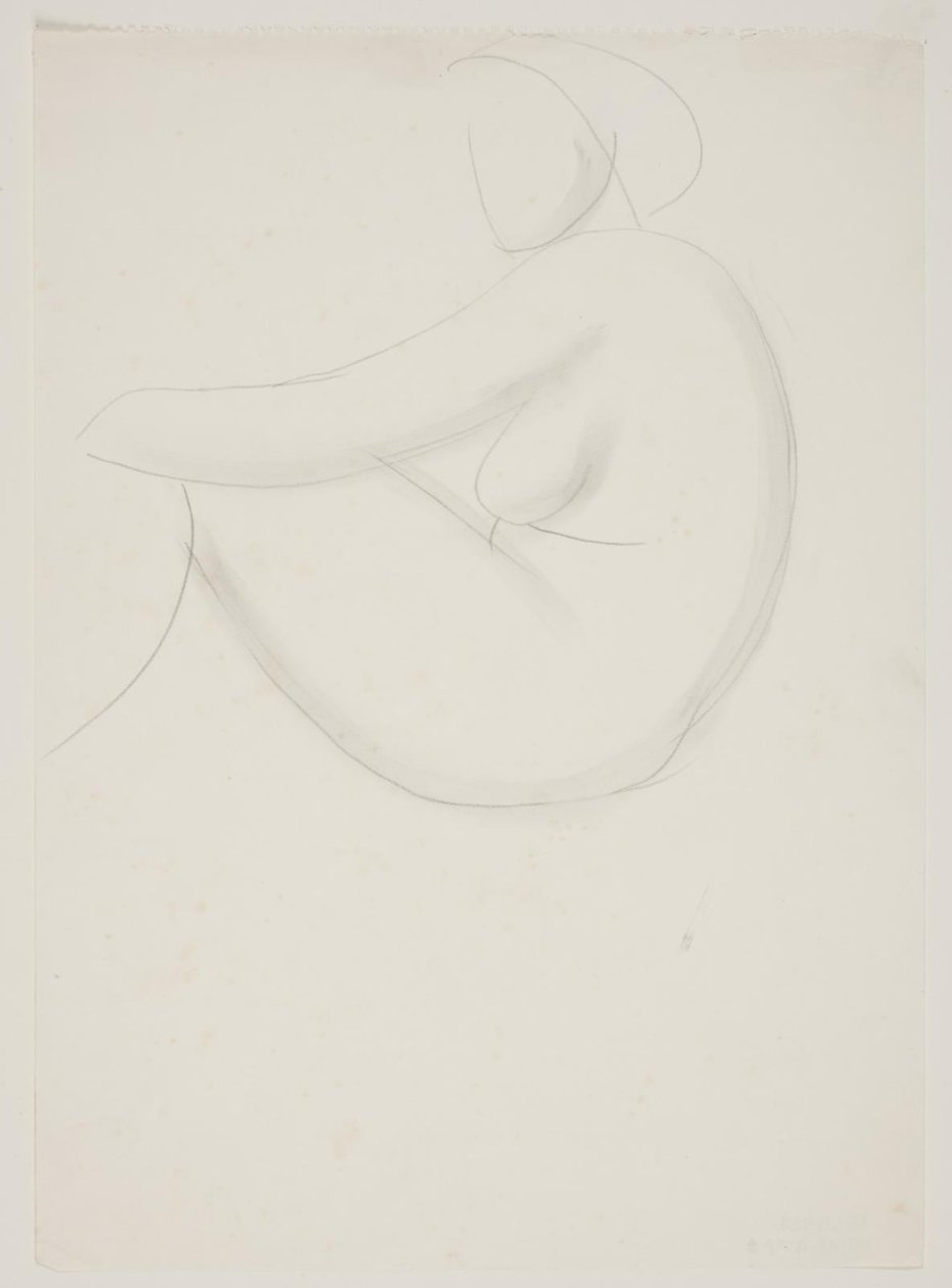 Modella femminile seduta, vista di lato. Studio per mosaico nella piscina di Frederiksberg da Vilhelm Lundstrøm