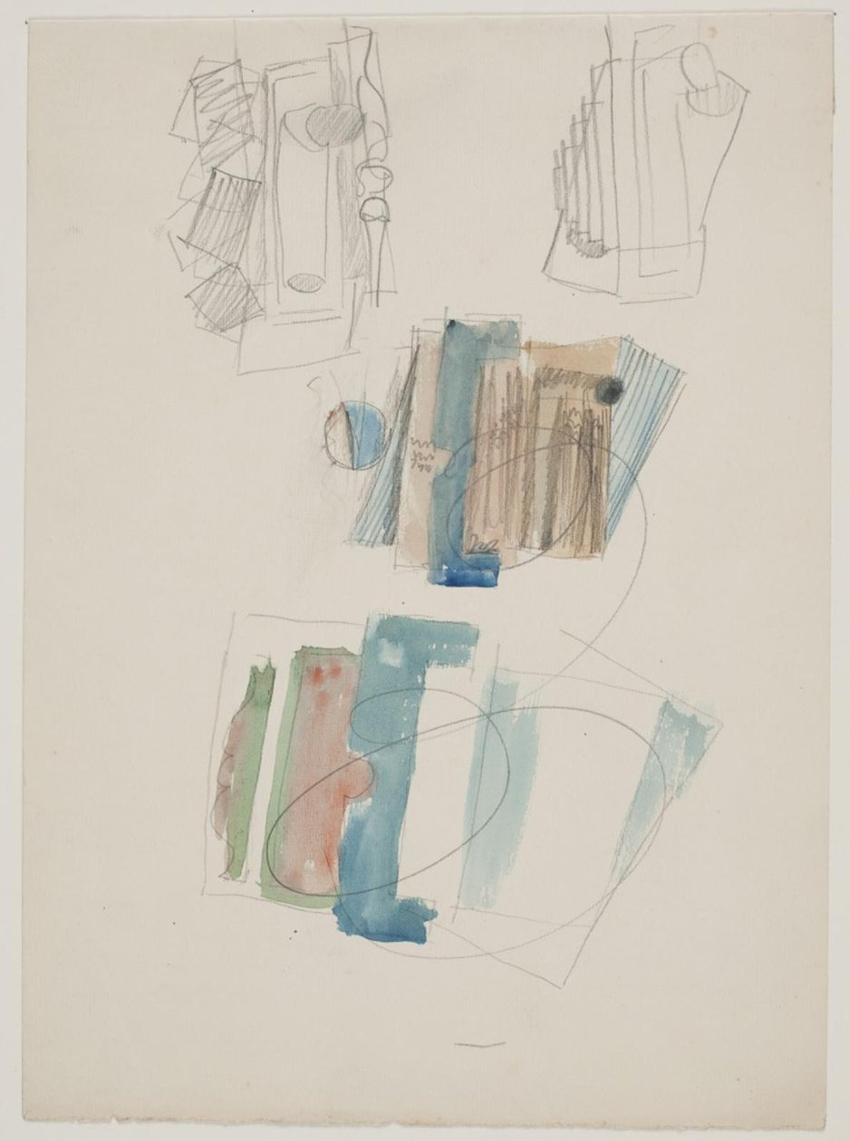 Foglio di studio con composizione cubista da Vilhelm Lundstrøm