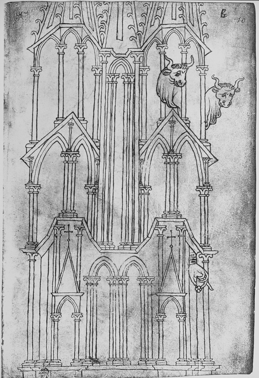 Elevazione della torre della Cattedrale di Laon da Villard de Honnecourt