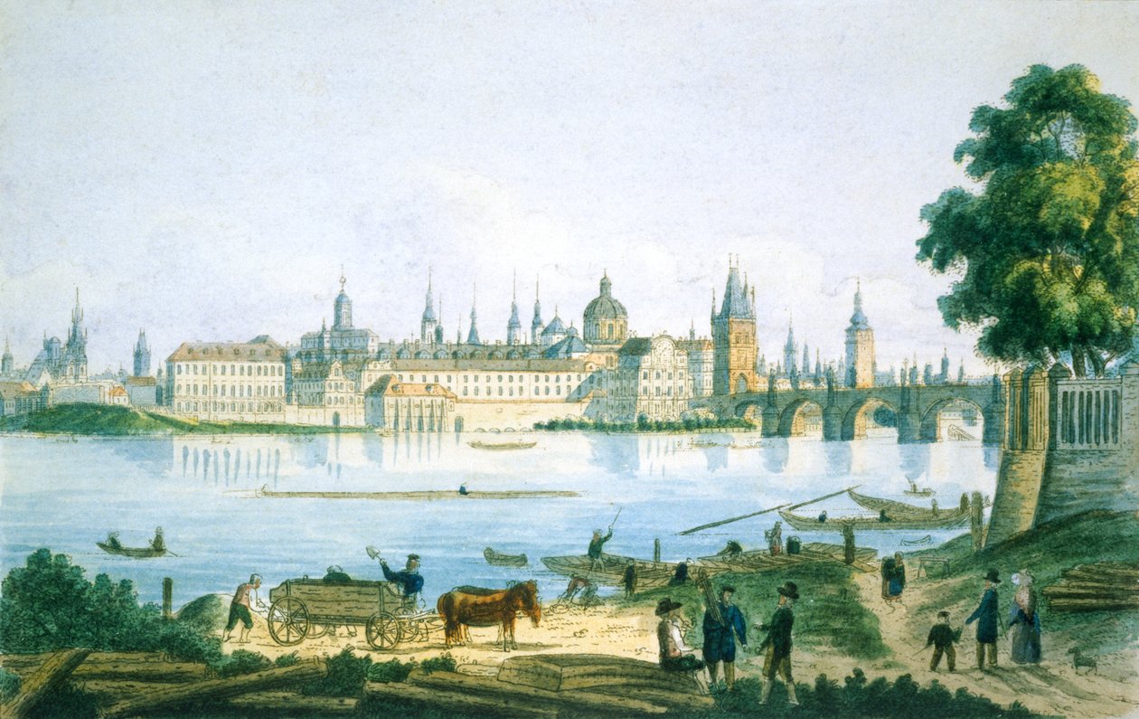 Veduta di Praga dal Piccolo Quartiere, 1830 da Vincenc Morstadt