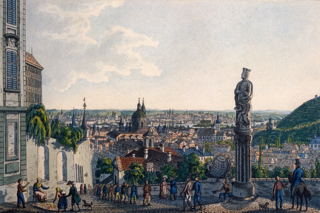 Veduta di Praga dai gradini del Nuovo Castello, 1835 da Vincenc Morstadt