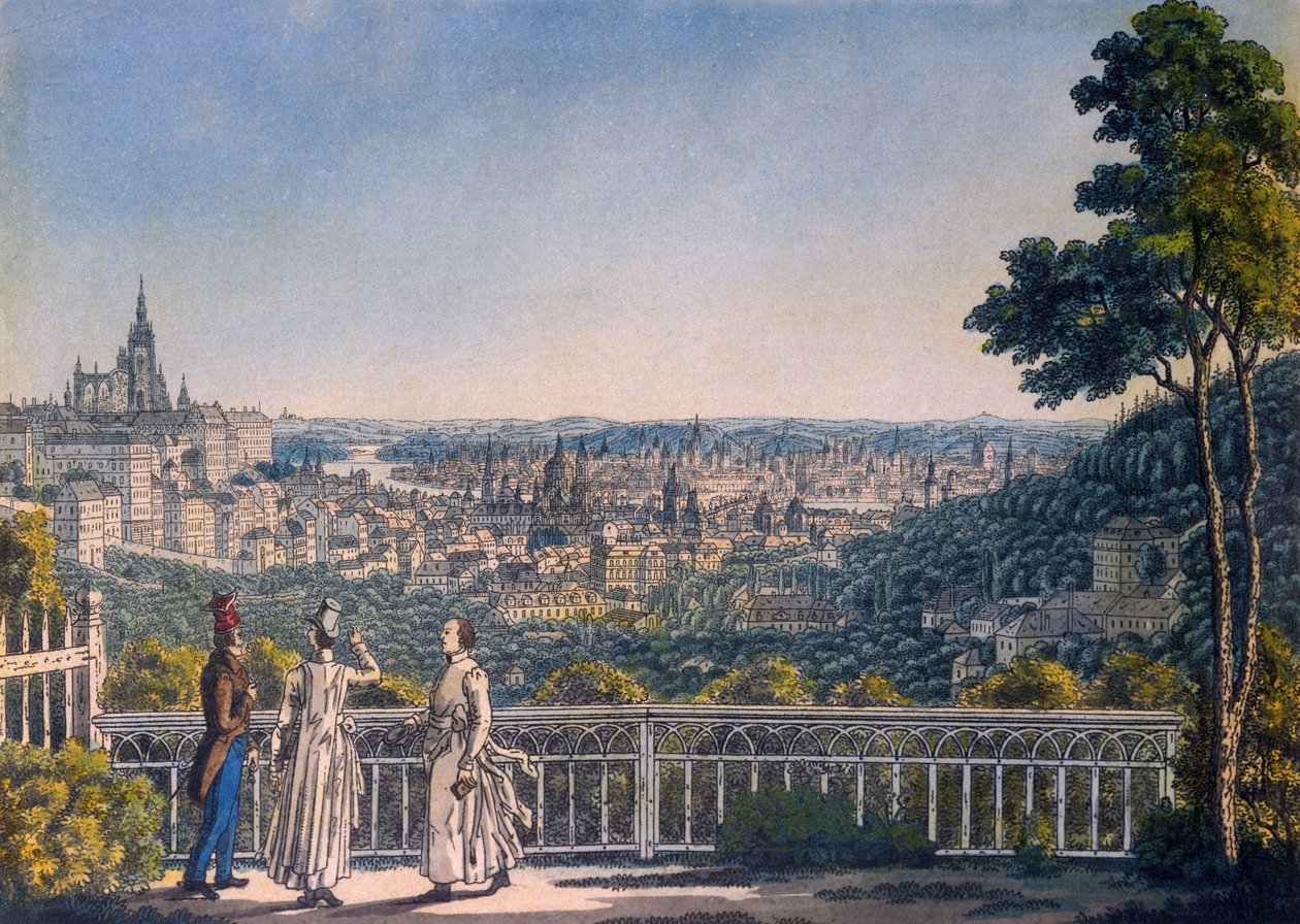 Vista di Praga dal giardino del Monastero di Strahov, 1835 da Vincenc Morstadt