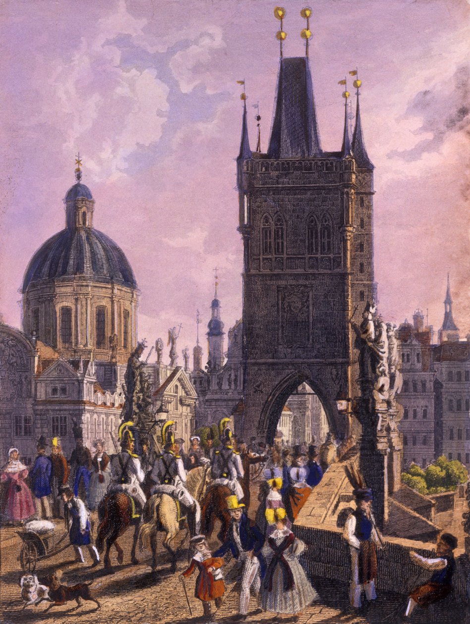 Veduta della Torre del Ponte della Città Vecchia dal Ponte Carlo, 1847 da Vincenc Morstadt