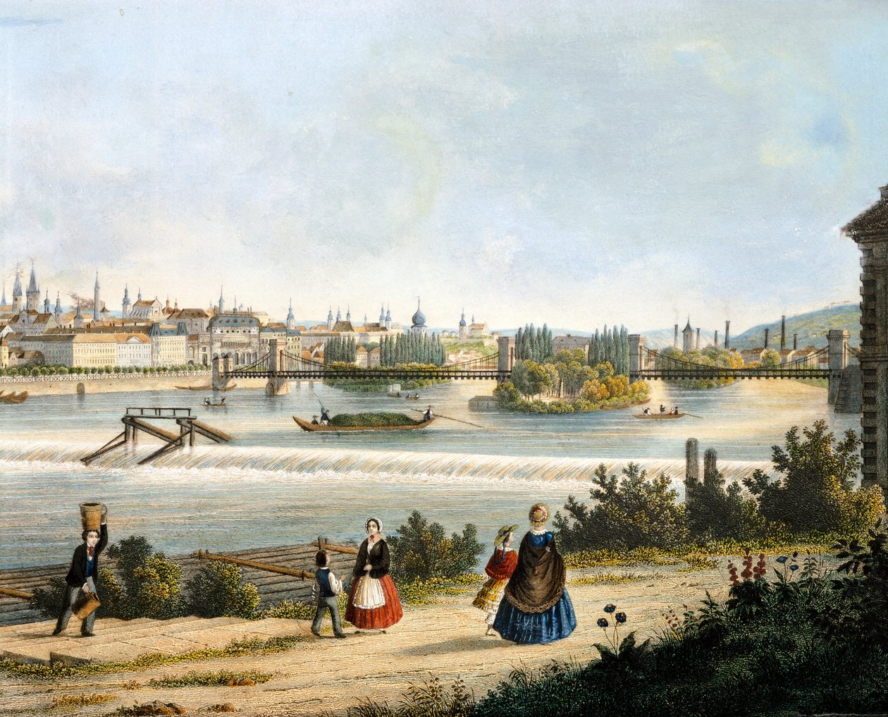 Praga sul fiume Moldava (Vltava) da Vincenc Morstadt