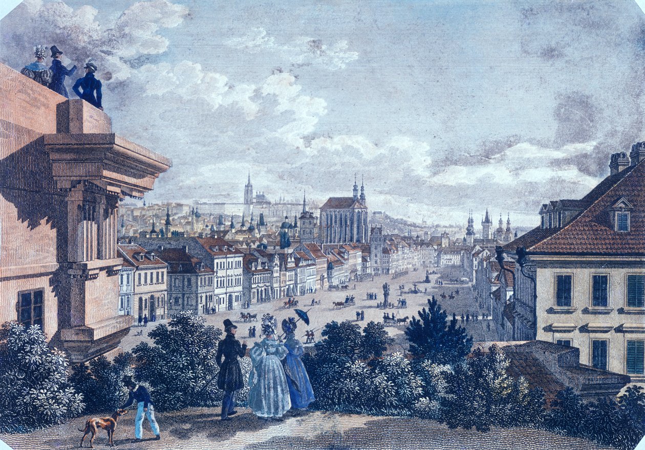 Mercato dei cavalli in Piazza Venceslao, Praga, 1835 da Vincenc and Geissler, F. Morstadt