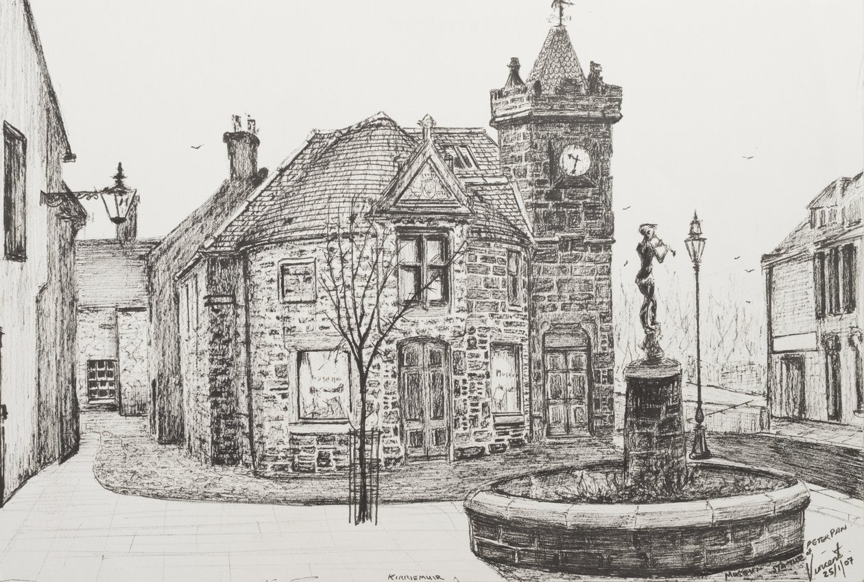 Statua di Peter Pan, Kirriemuir, Scozia, 2007, (inchiostro su carta) da Vincent Alexander Booth
