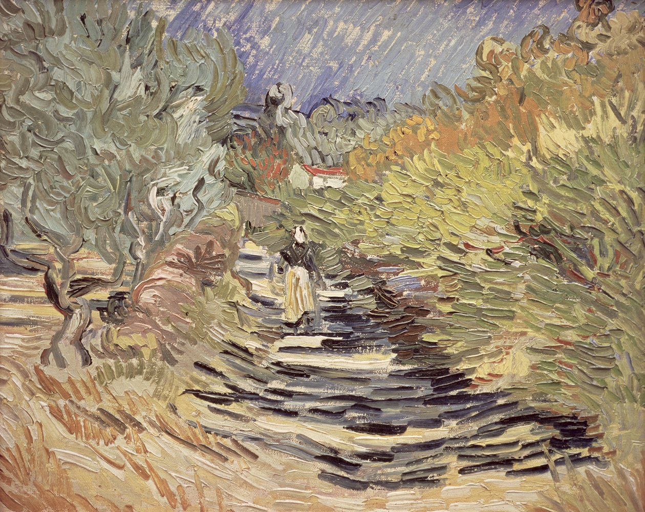 Una strada a St. Remy con figure femminili, 1889 da Vincent van Gogh