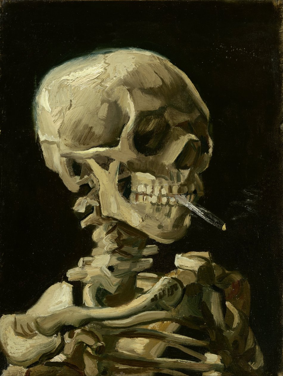 Testa di uno scheletro con una sigaretta accesa da Vincent van Gogh