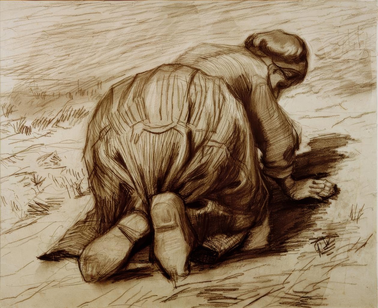 Contadina inginocchiata da Vincent van Gogh