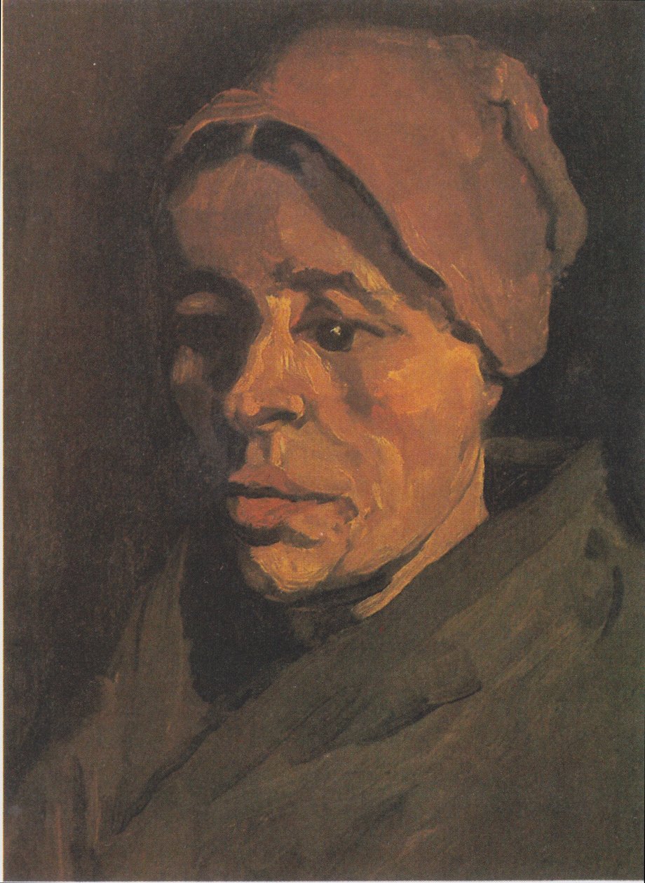 Testa di una contadina con cuffia marrone da Vincent van Gogh
