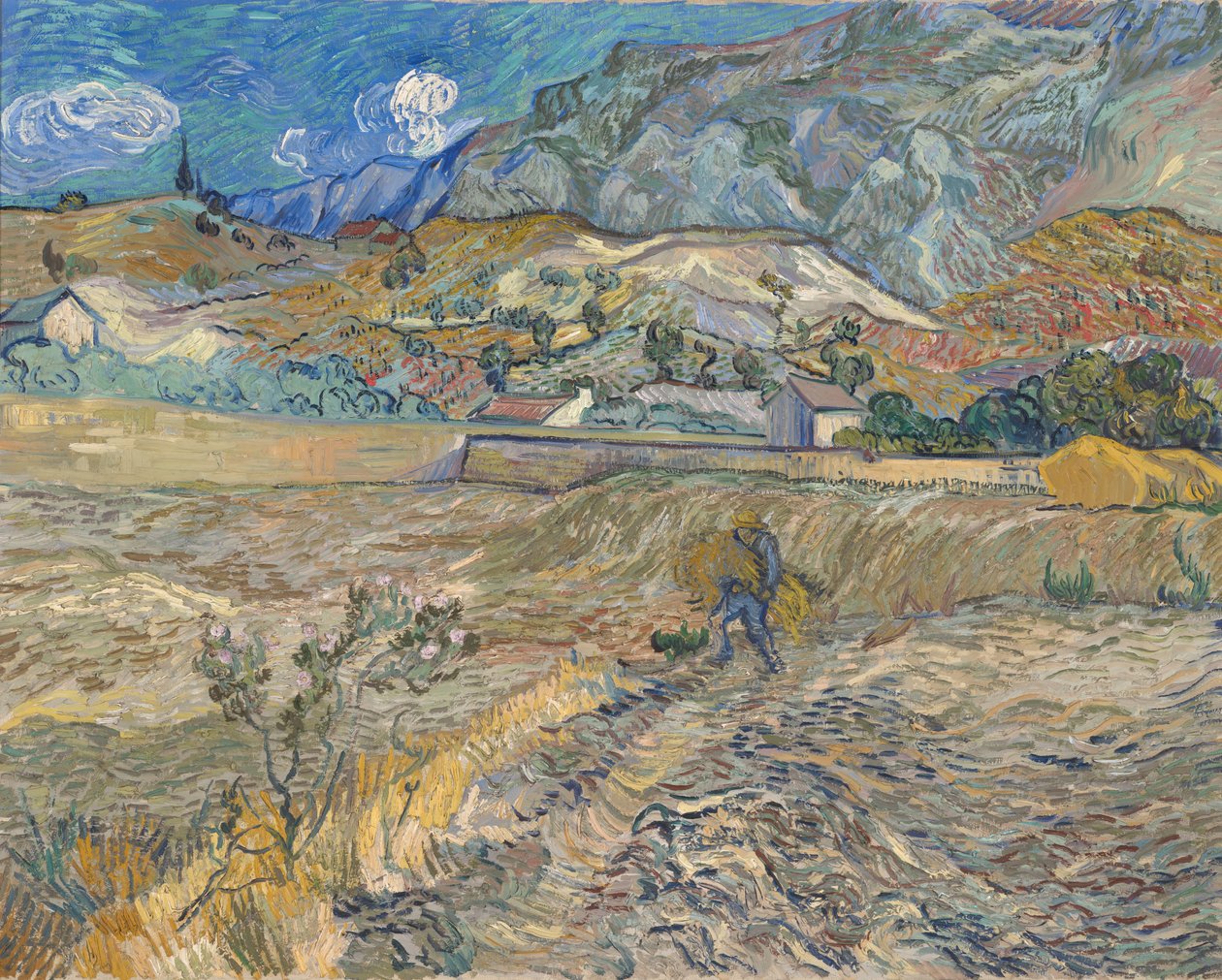Paesaggio a Saint-Rémy (Campo Recintato con Contadino) da Vincent van Gogh