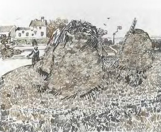 Monti di fieno vicino alla fattoria da Vincent van Gogh