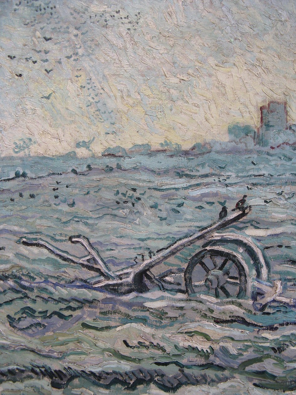 Campo innevato con un aratro da Vincent van Gogh