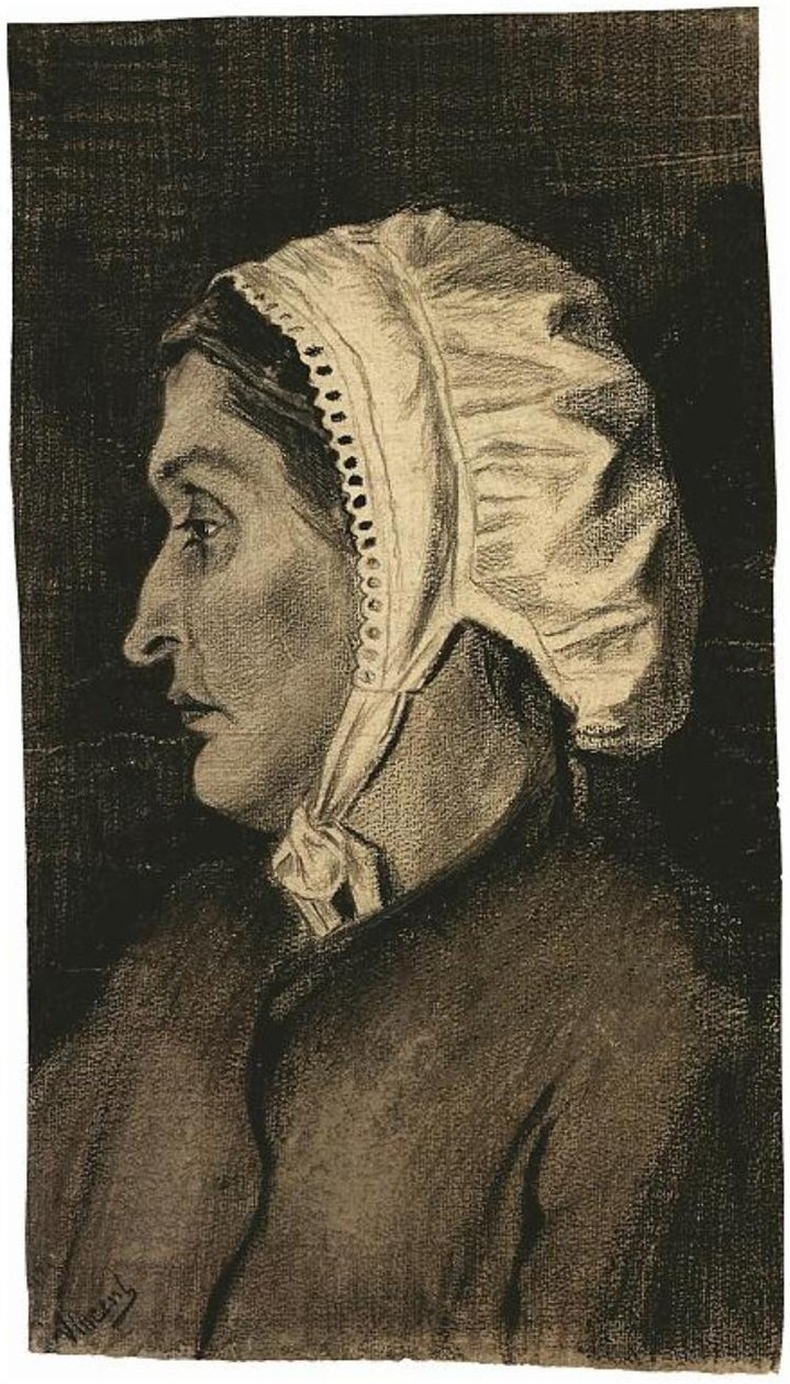 Sien con un cappellino bianco da Vincent van Gogh