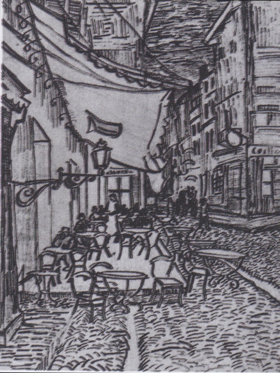 Terrazza del caffè sulla Place du Forum ad Arles di sera da Vincent van Gogh